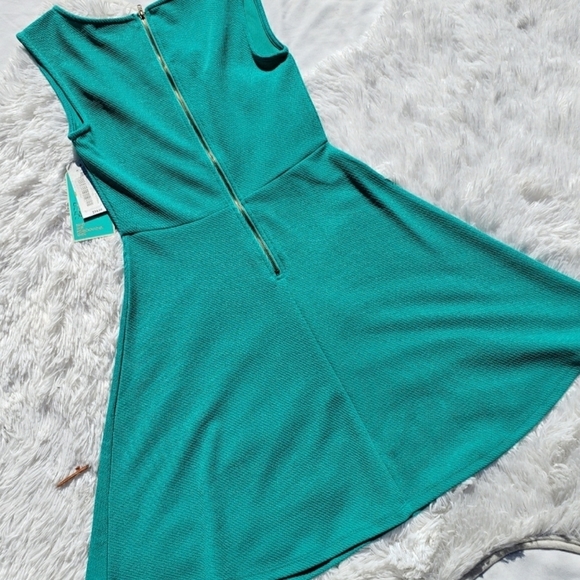 Gianni Bini Dress Small Teal Green Sleeveless Spring Summer Fit and Flare - Picture 4 of 7